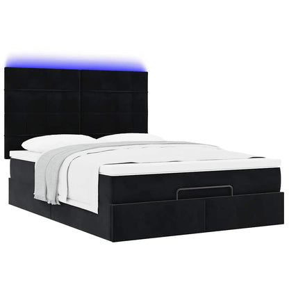 Struttura Letto Pouf con Materassi Nero 140x200 cm in Velluto | homemem39