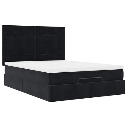 Struttura Letto Pouf con Materassi Nero 140x200 cm in Velluto | homemem39