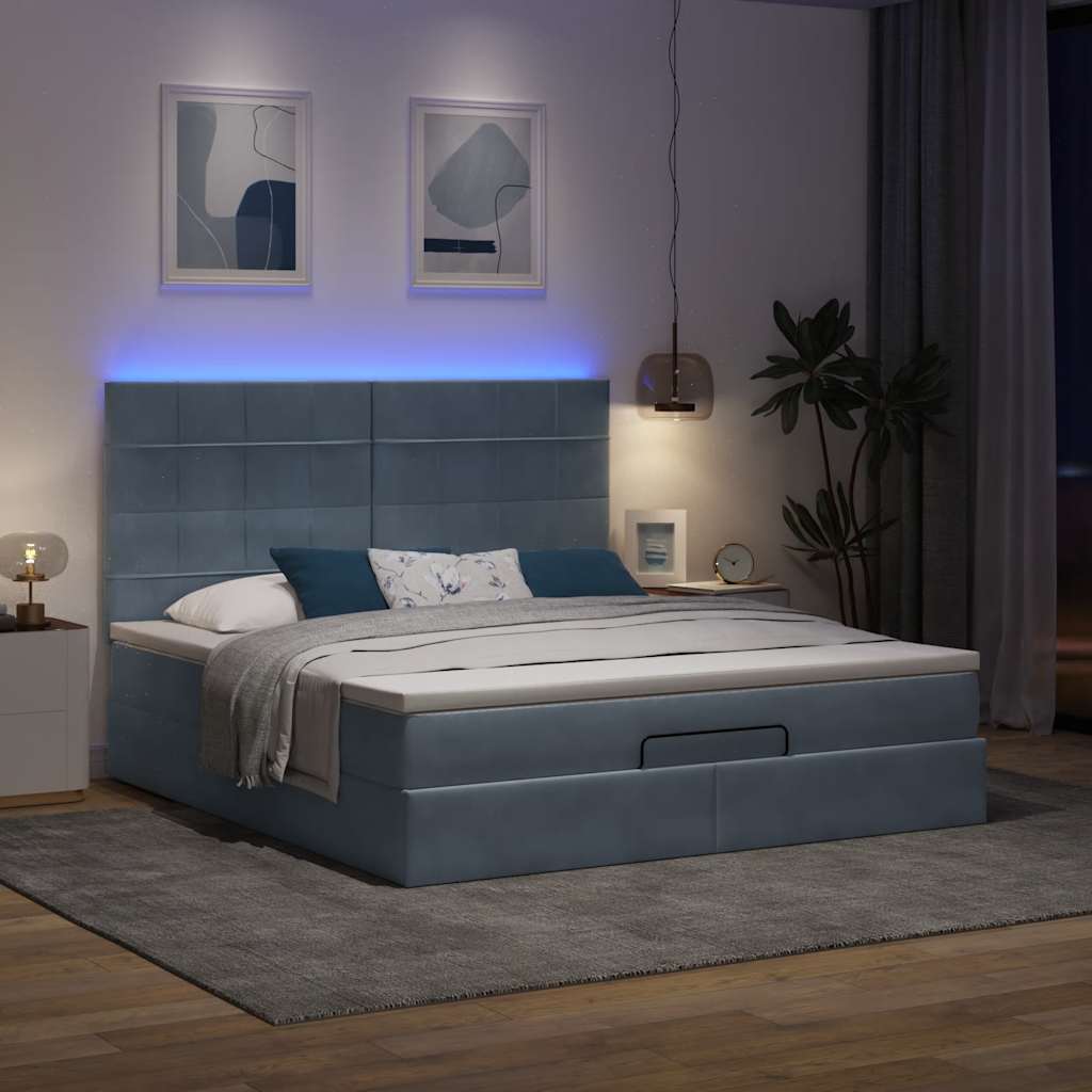 Struttura Letto Pouf con Materassi 160x200 cm in Velluto | homemem39