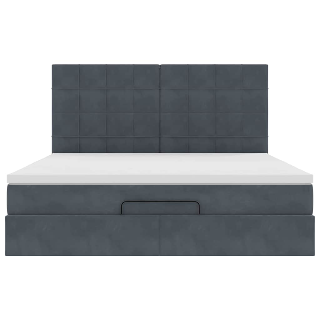 Struttura Letto Pouf con Materassi 160x200 cm in Velluto