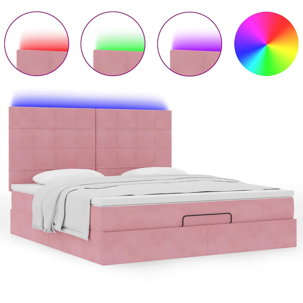 Struttura Letto Pouf con Materassi Rosa 180x200 cm Velluto | homemem39