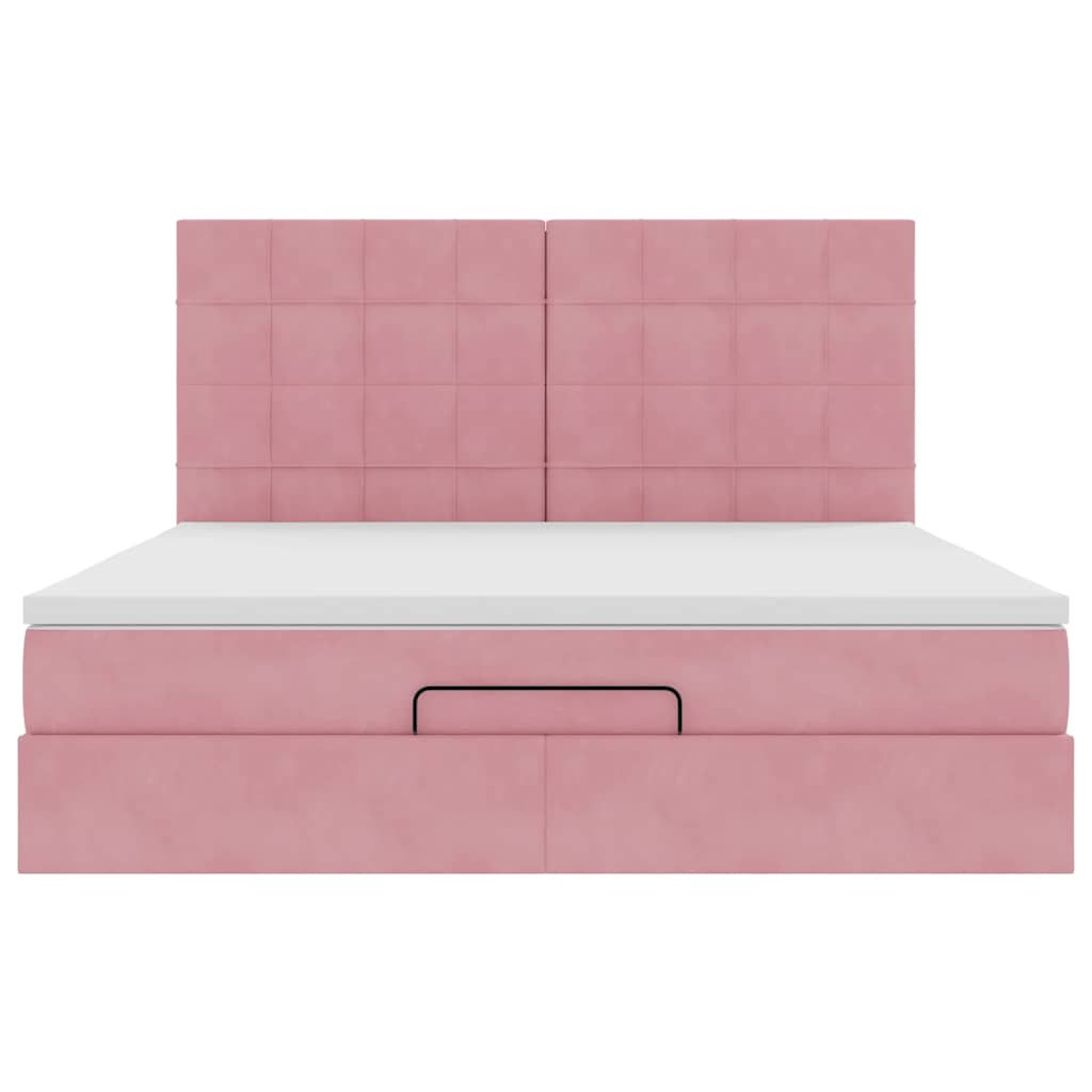 Struttura Letto Pouf con Materassi Rosa 180x200 cm Velluto | homemem39