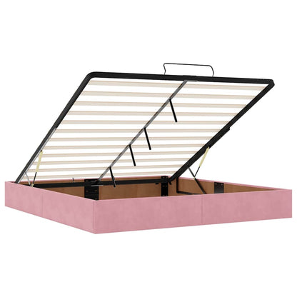Struttura Letto Pouf con Materassi Rosa 180x200 cm Velluto | homemem39