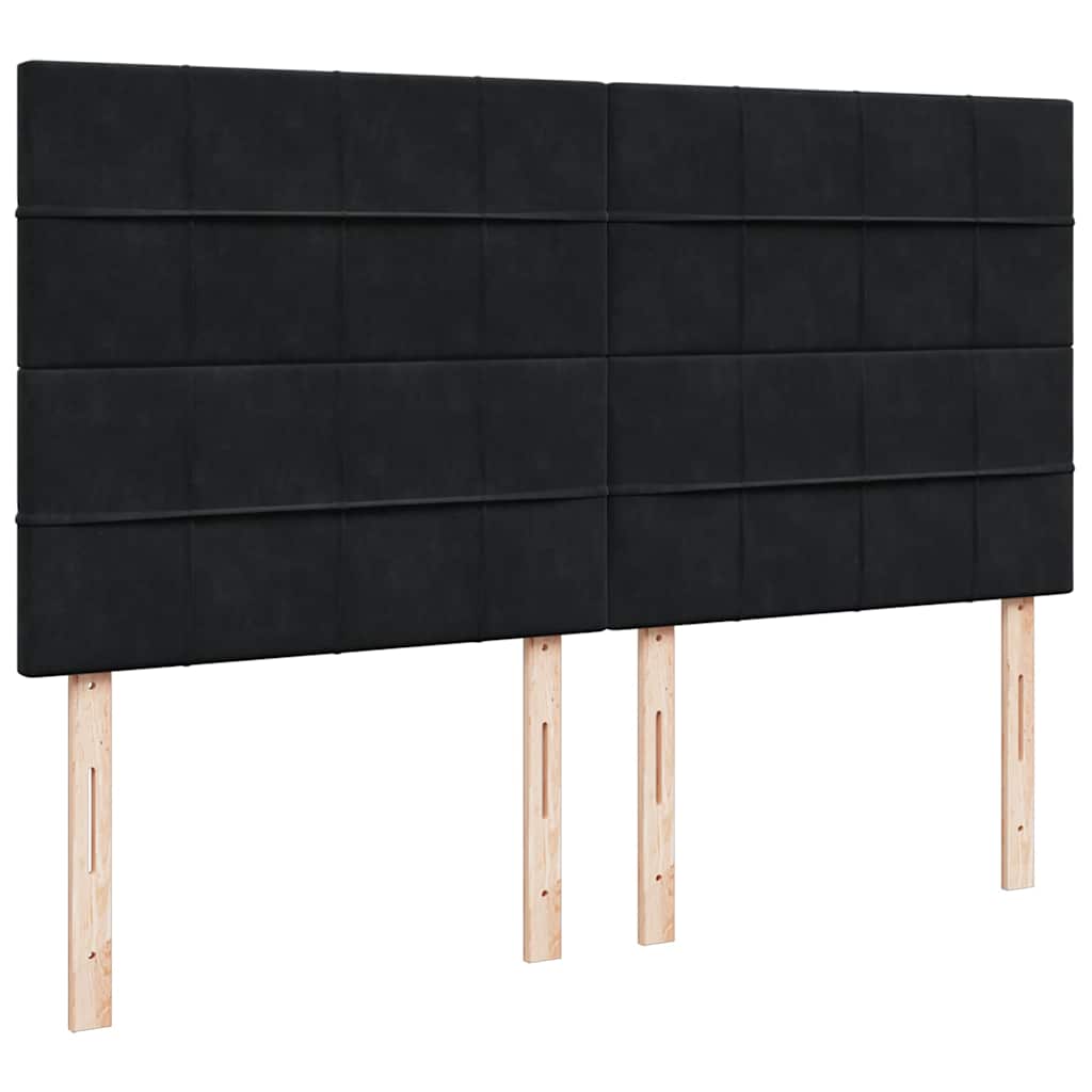 Struttura Letto Pouf con Materassi Nero 200x200 cm Velluto | homemem39