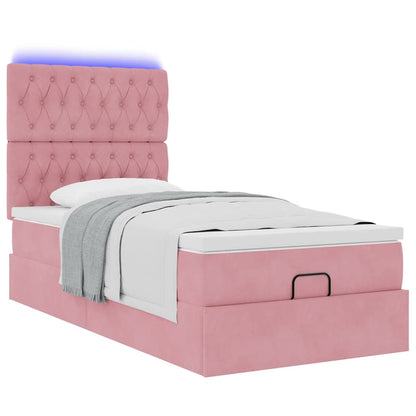 Struttura Letto Pouf con Materassi Rosa 80x200 cm Velluto | homemem39
