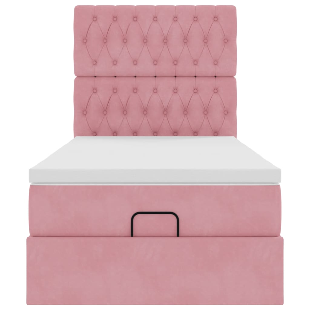 Struttura Letto Pouf con Materassi Rosa 80x200 cm Velluto | homemem39
