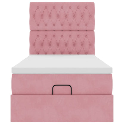 Struttura Letto Pouf con Materassi Rosa 80x200 cm Velluto | homemem39