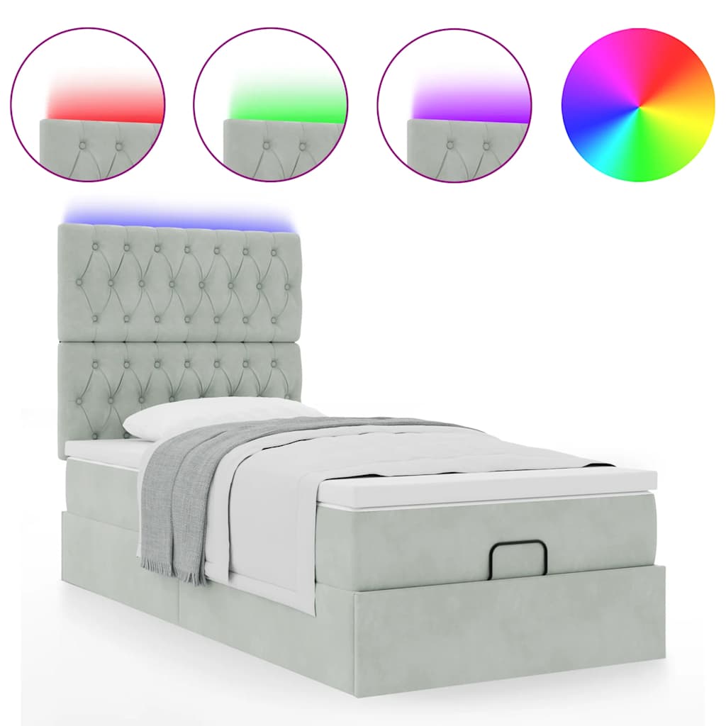 Struttura Letto Pouf con Materassi 90x190 cm in Velluto | homemem39