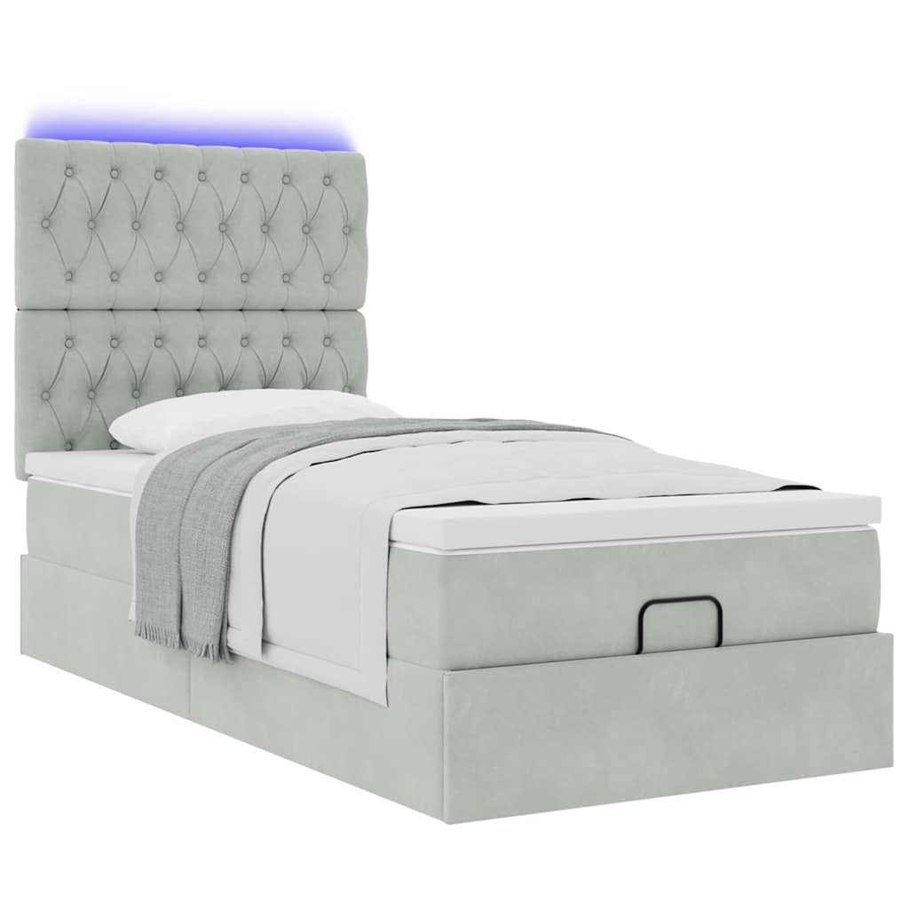 Struttura Letto Pouf con Materassi 90x190 cm in Velluto | homemem39