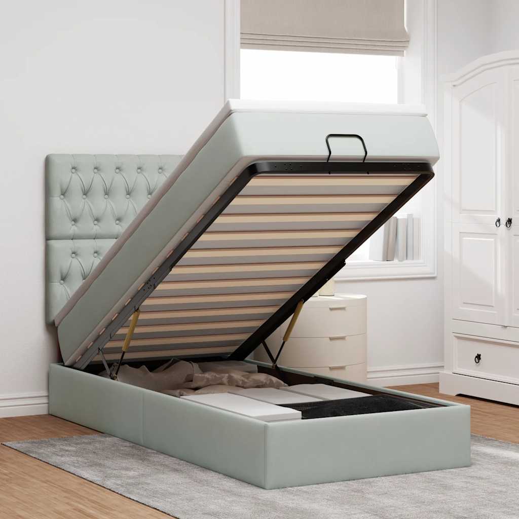 Struttura Letto Pouf con Materassi 90x190 cm in Velluto | homemem39