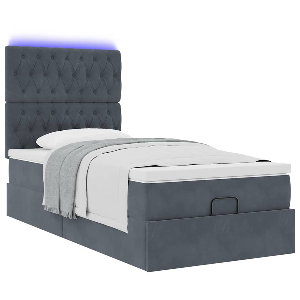 Struttura Letto Pouf con Materassi 90x190 cm in Velluto | homemem39