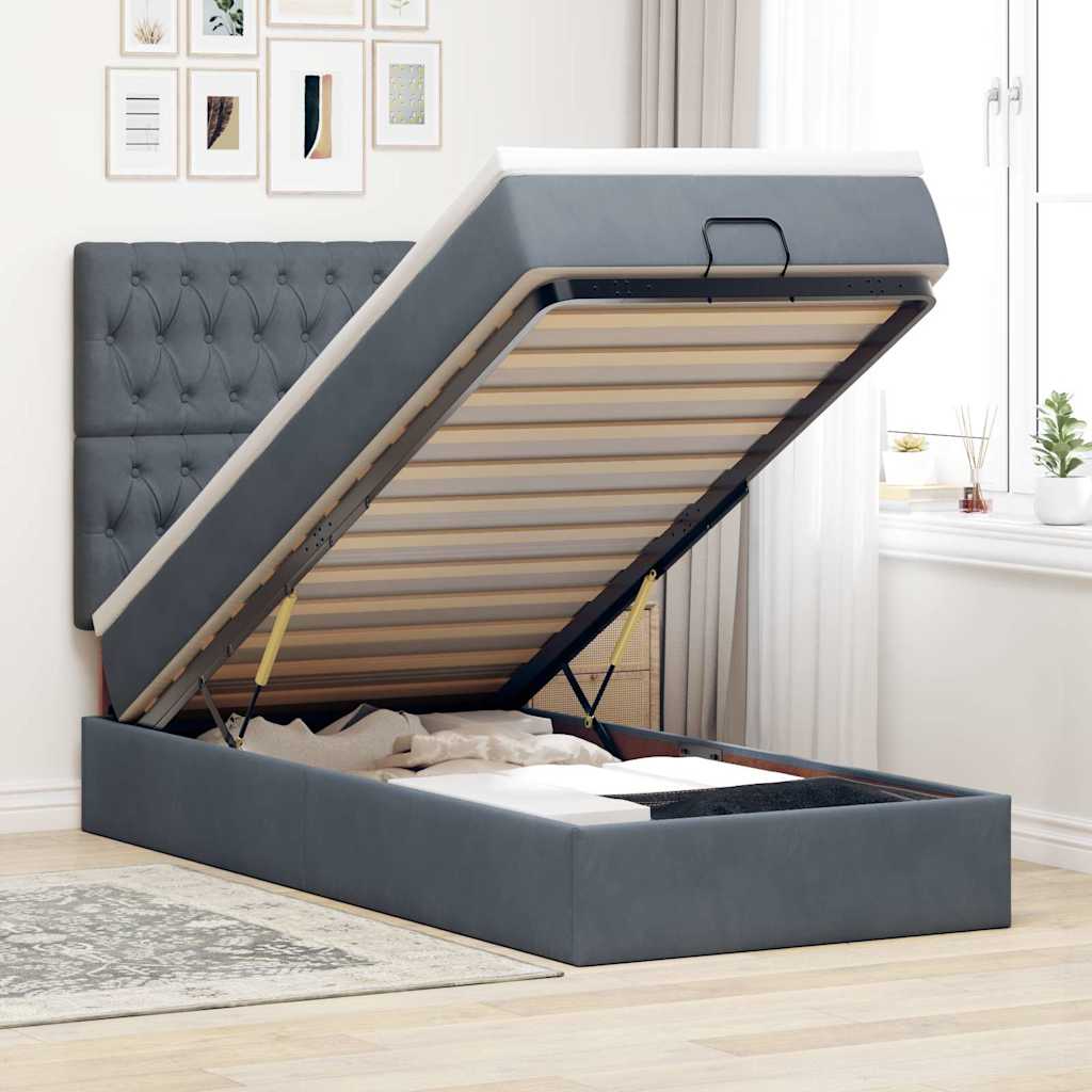 Struttura Letto Pouf con Materassi 90x190 cm in Velluto | homemem39
