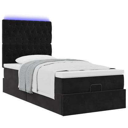 Struttura Letto Pouf con Materassi Nero 90x190 cm in Velluto | homemem39