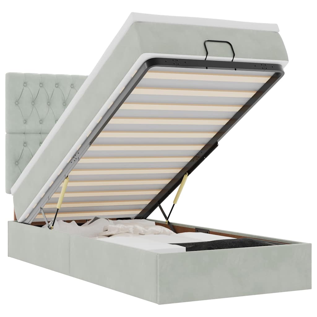 Struttura Letto Pouf con Materassi 90x200 cm in Velluto - homemem39