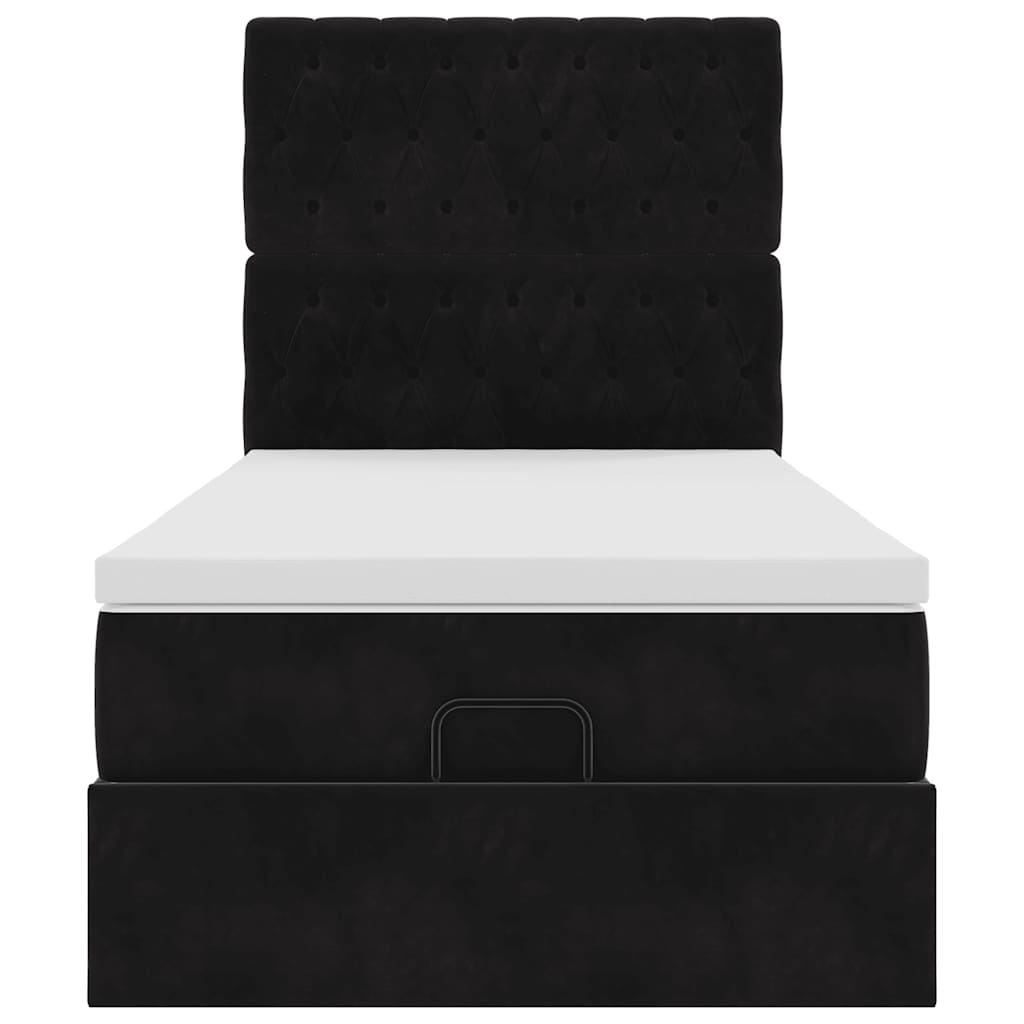 Struttura Letto Pouf con Materassi Nero 100x200 cm Velluto - homemem39