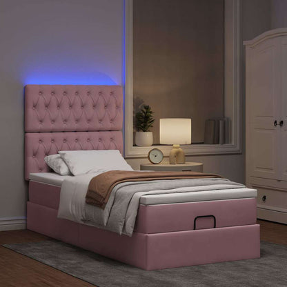 Struttura Letto Pouf con Materassi Rosa 100x200 cm Velluto - homemem39
