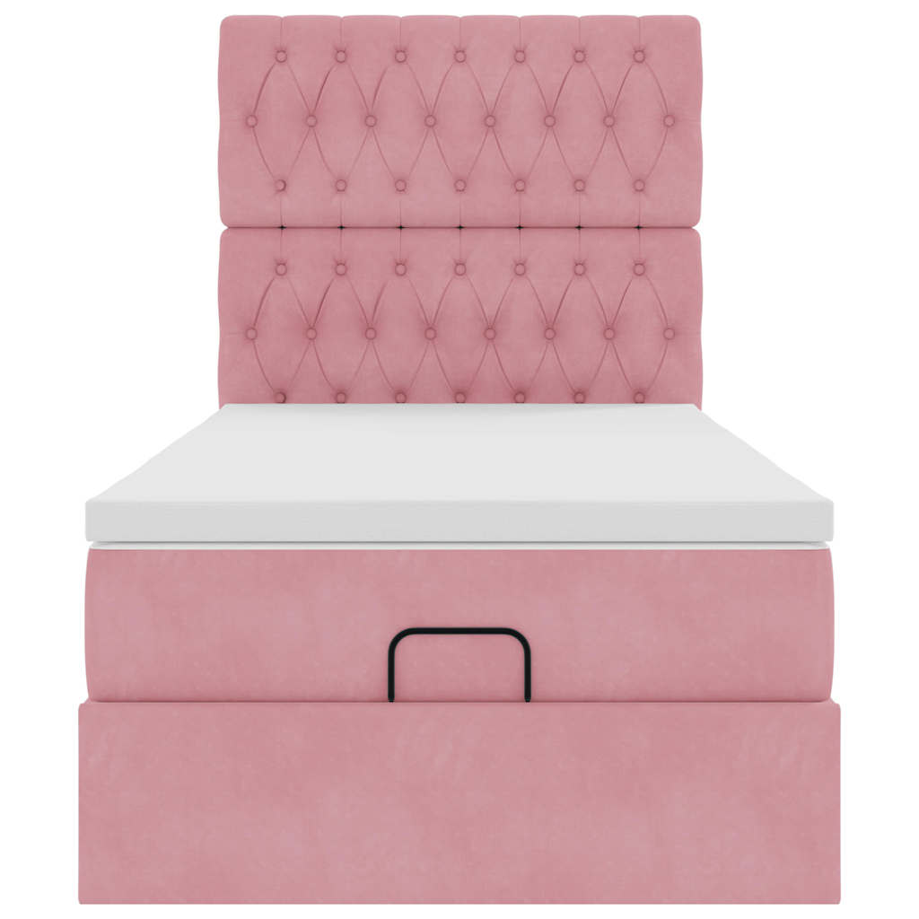 Struttura Letto Pouf con Materassi Rosa 100x200 cm Velluto - homemem39