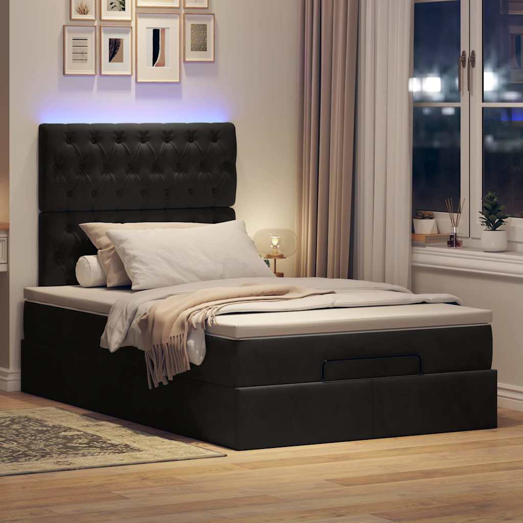 Struttura Letto Pouf con Materassi Nero 120x190 cm Velluto | homemem39
