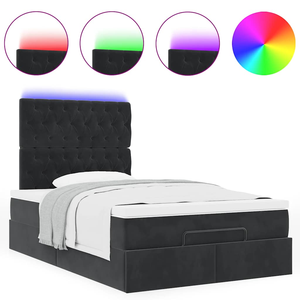 Struttura Letto Pouf con Materassi Nero 120x190 cm Velluto | homemem39