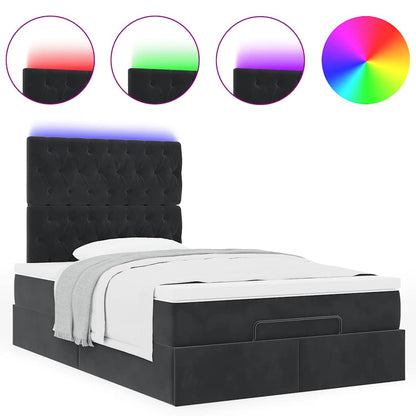 Struttura Letto Pouf con Materassi Nero 120x190 cm Velluto | homemem39