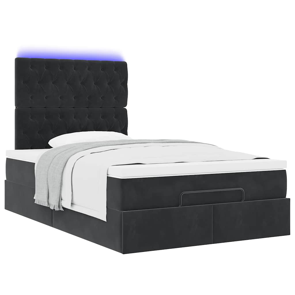 Struttura Letto Pouf con Materassi Nero 120x190 cm Velluto | homemem39
