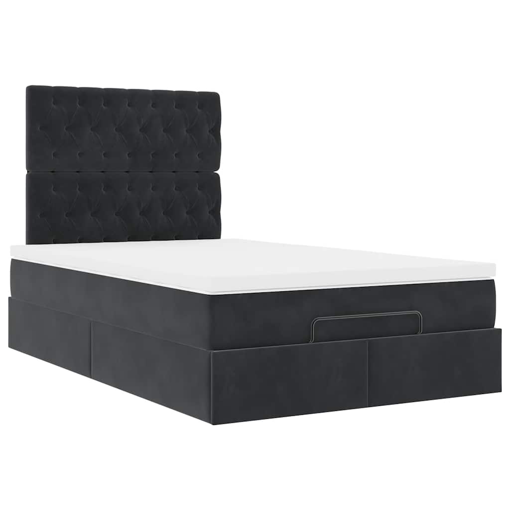 Struttura Letto Pouf con Materassi Nero 120x190 cm Velluto | homemem39