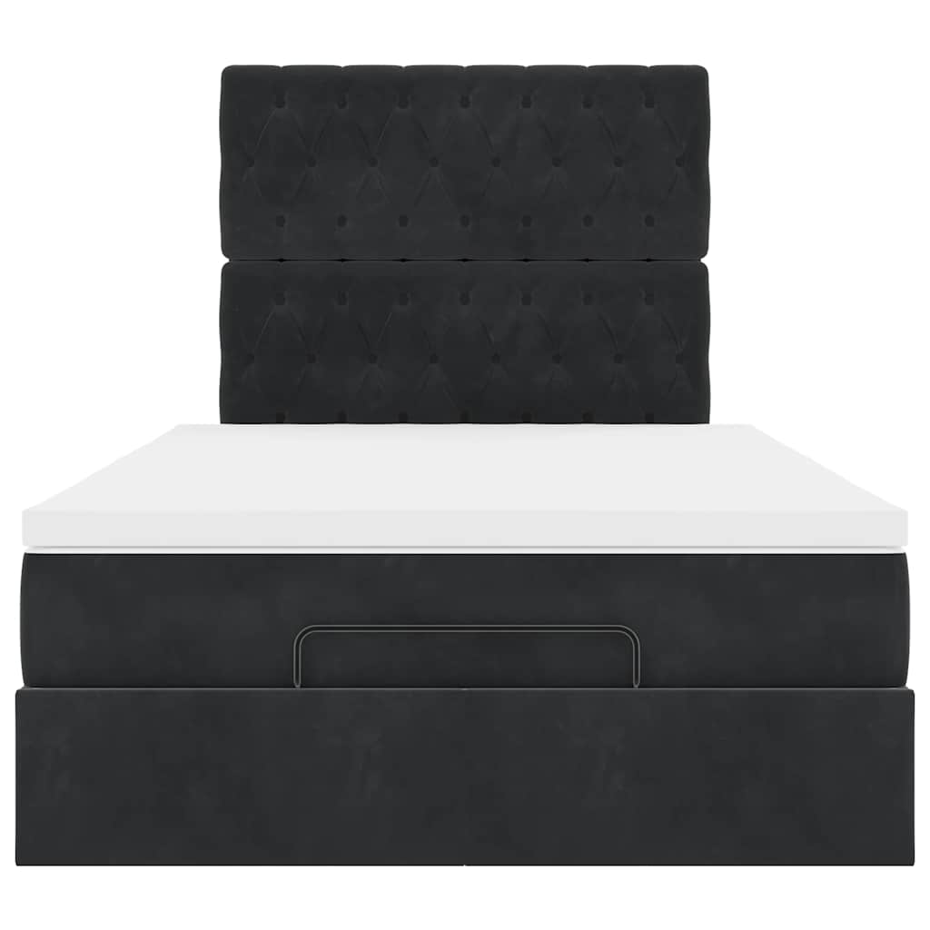 Struttura Letto Pouf con Materassi Nero 120x190 cm Velluto | homemem39