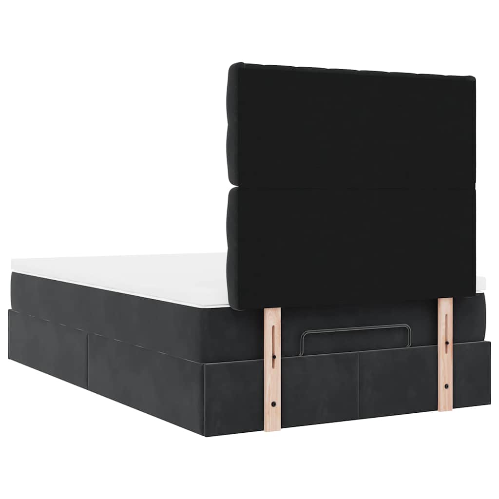 Struttura Letto Pouf con Materassi Nero 120x190 cm Velluto | homemem39