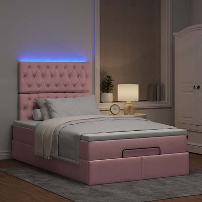 Struttura Letto Pouf con Materassi Rosa 120x190 cm Velluto | homemem39
