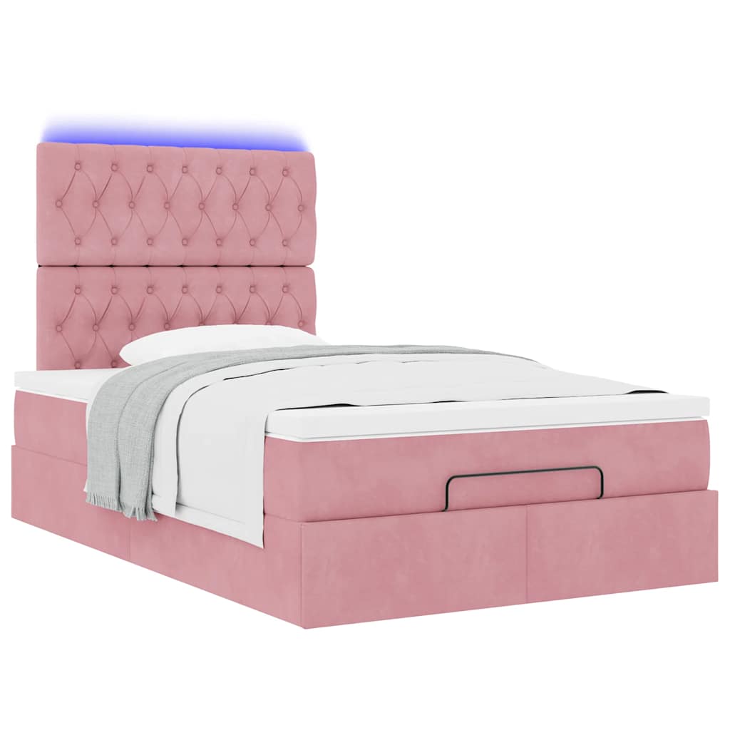 Struttura Letto Pouf con Materassi Rosa 120x190 cm Velluto | homemem39
