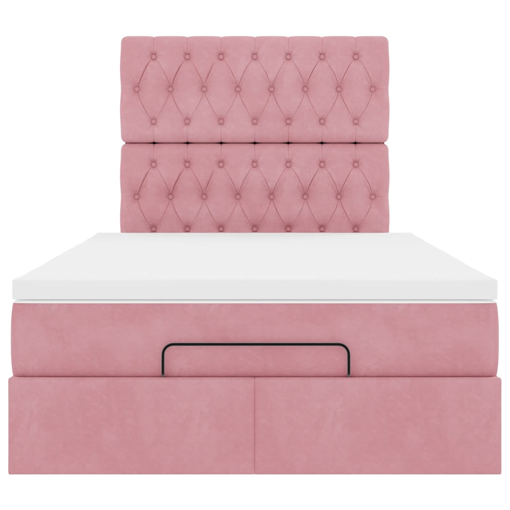 Struttura Letto Pouf con Materassi Rosa 120x190 cm Velluto | homemem39