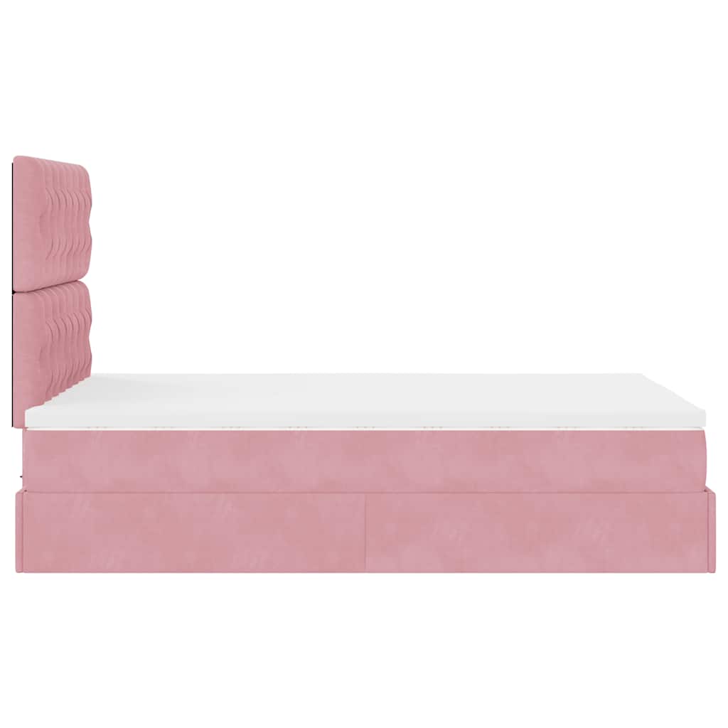 Struttura Letto Pouf con Materassi Rosa 120x190 cm Velluto | homemem39