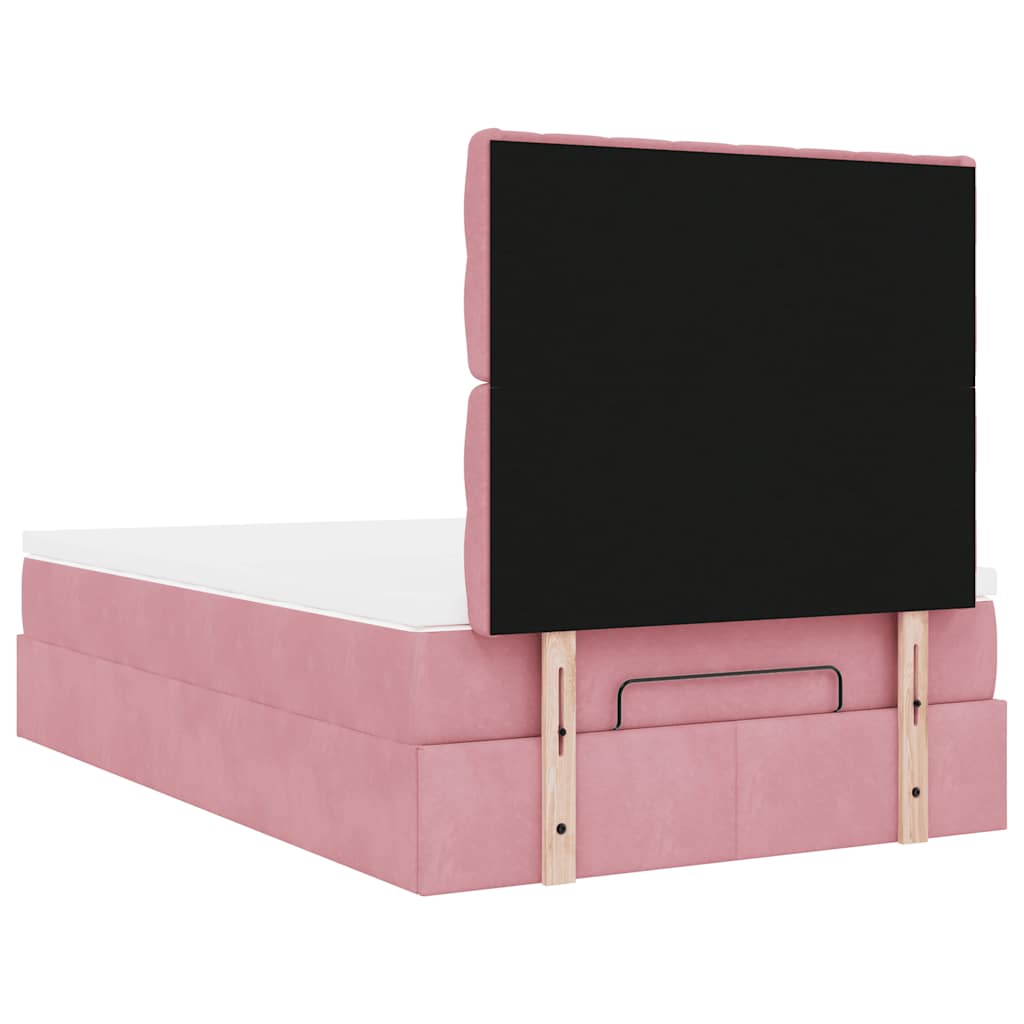 Struttura Letto Pouf con Materassi Rosa 120x190 cm Velluto | homemem39