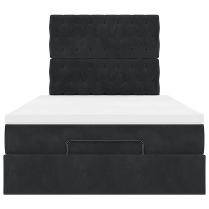 Struttura Letto Pouf con Materassi Nero 120x200 cm Velluto - homemem39