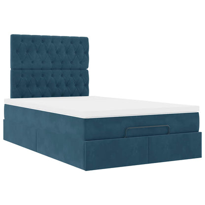 Struttura Letto Pouf con Materassi Blu Scuro 120x200 cm Velluto | homemem39