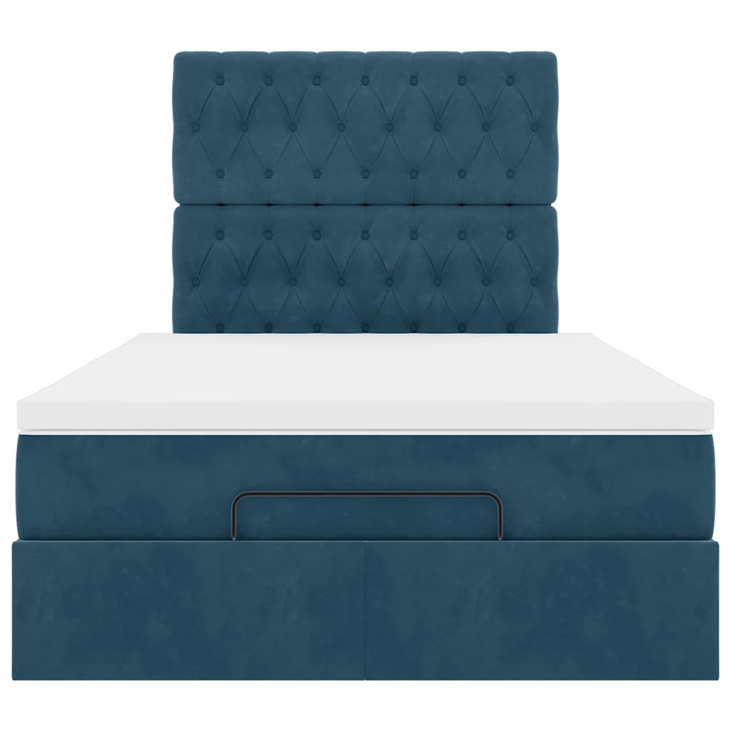 Struttura Letto Pouf con Materassi Blu Scuro 120x200 cm Velluto | homemem39
