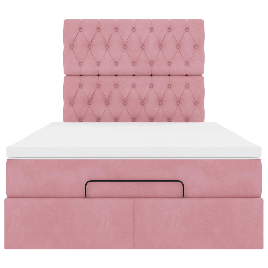 Struttura Letto Pouf con Materasso Rosa 120x200 cm Velluto | homemem39
