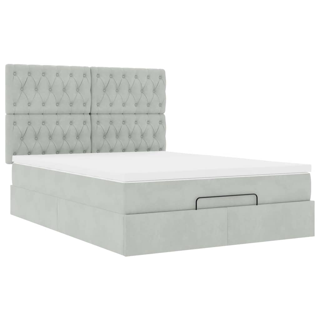 Struttura Letto Pouf con Materassi 140x190 cm Velluto