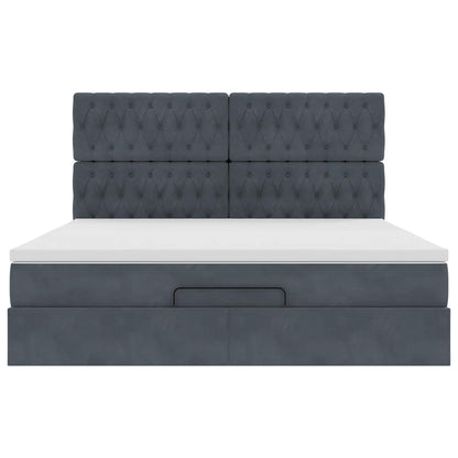 Struttura Letto Pouf con Materassi 160x200 cm in Velluto | homemem39