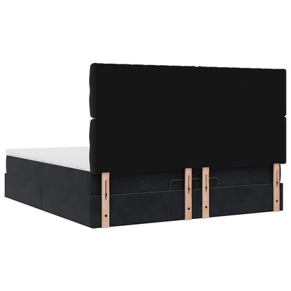 Struttura Letto Pouf con Materassi Nero 160x200 cm in Velluto - homemem39