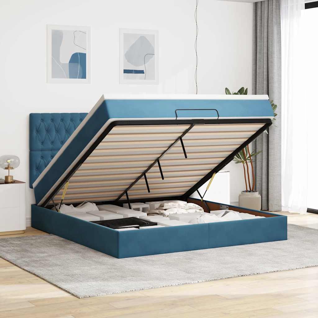 Struttura Letto Pouf con Materassi 160x200 cm Velluto | homemem39