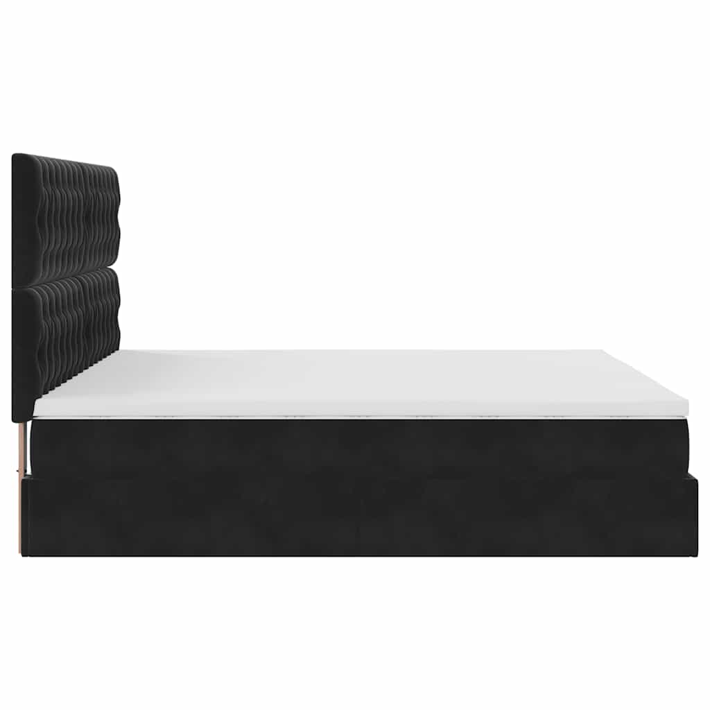 Struttura Letto Pouf con Materassi Nero 180x200 cm in Velluto