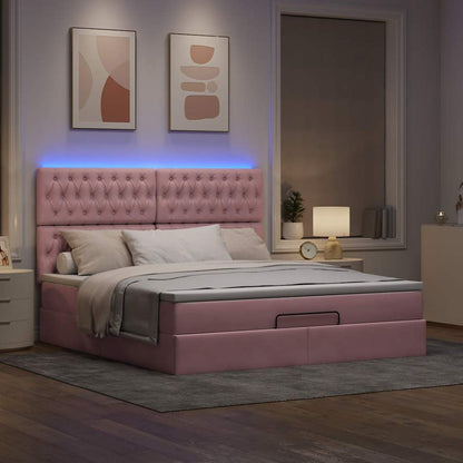 Struttura Letto Pouf con Materassi Rosa 180x200 cm Velluto | homemem39