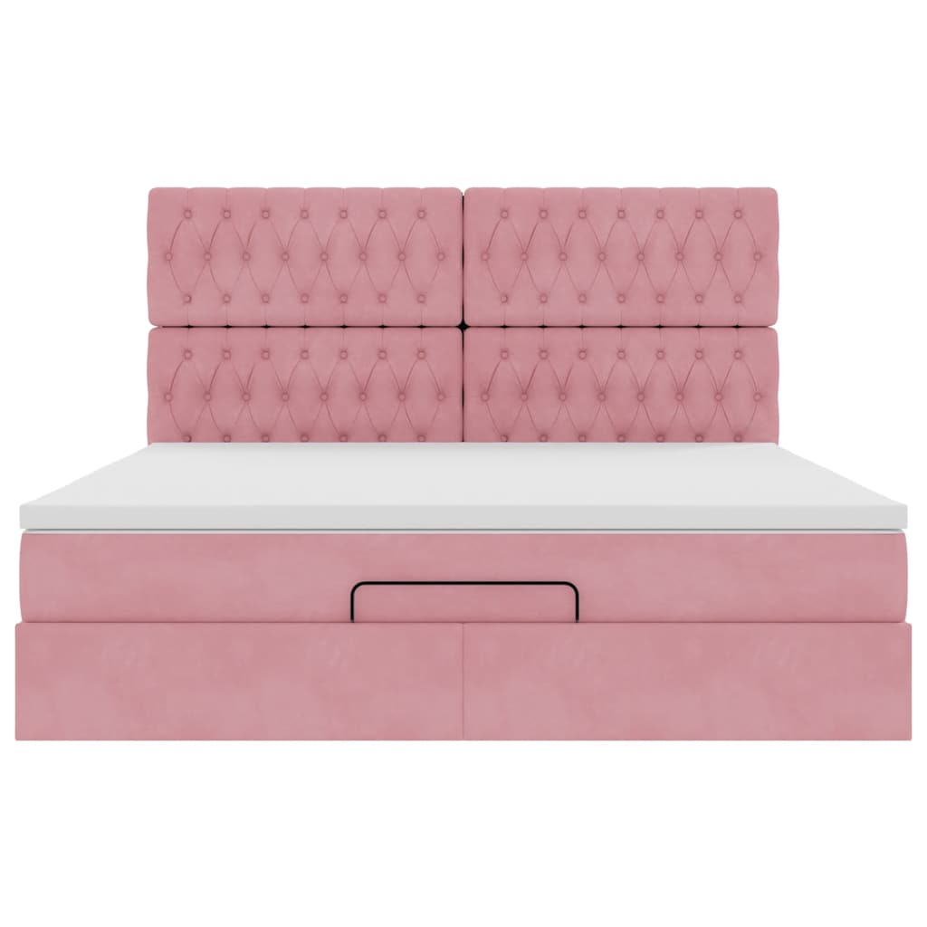 Struttura Letto Pouf con Materassi Rosa 180x200 cm Velluto | homemem39