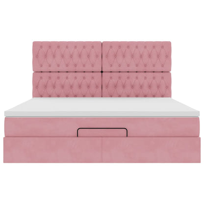 Struttura Letto Pouf con Materassi Rosa 180x200 cm Velluto | homemem39