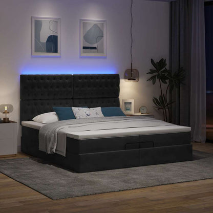 Struttura Letto Pouf con Materassi Nero 200x200 cm Velluto | homemem39