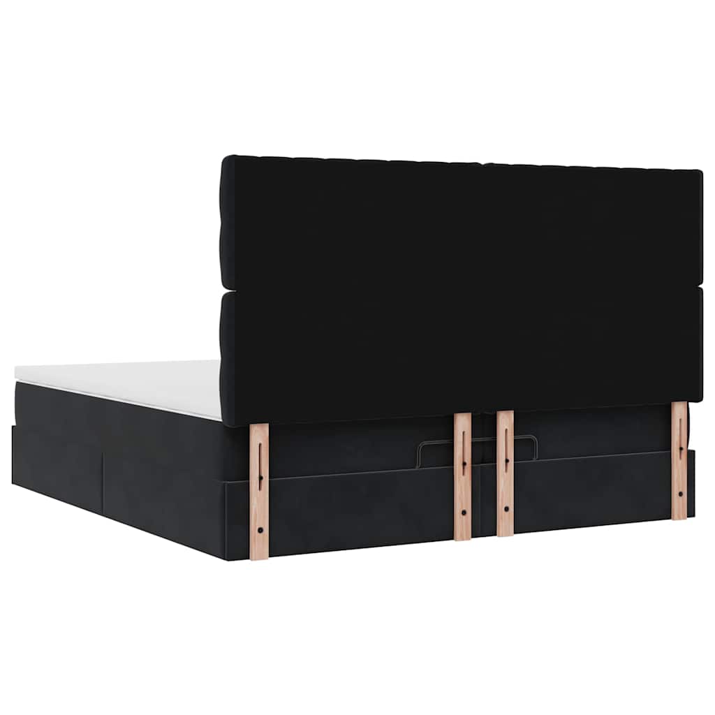 Struttura Letto Pouf con Materassi Nero 200x200 cm Velluto | homemem39