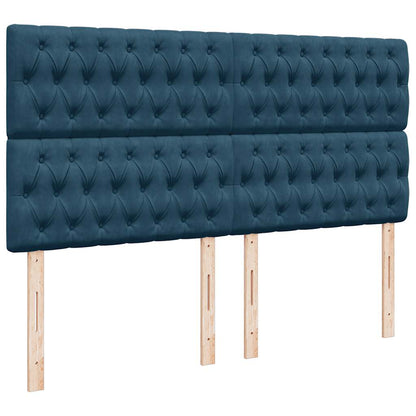 Pouf Letto con Materassi e LED Blu Scuro 200x200cm Velluto