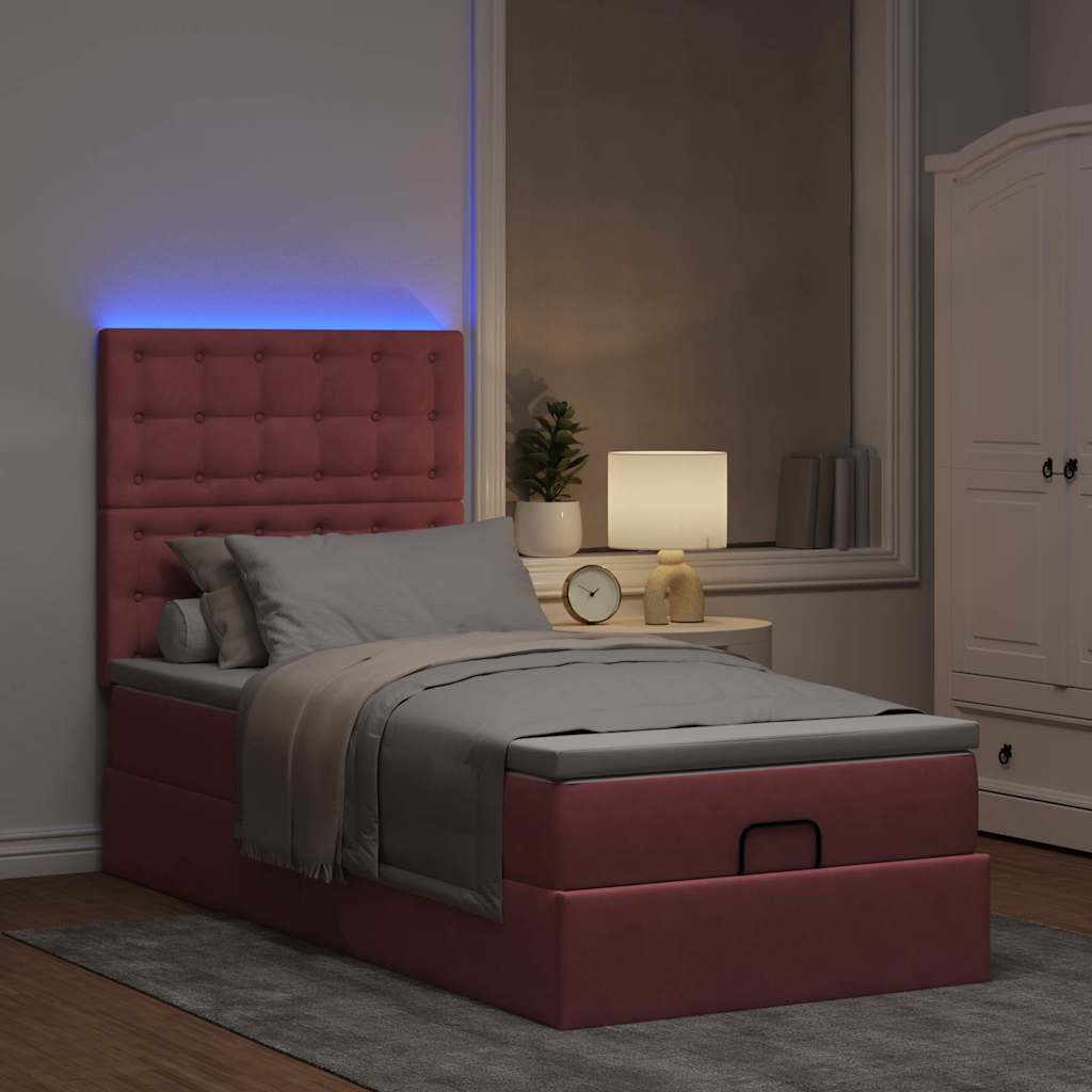 Struttura Letto Pouf con Materassi Rosa 80x200 cm Velluto | homemem39