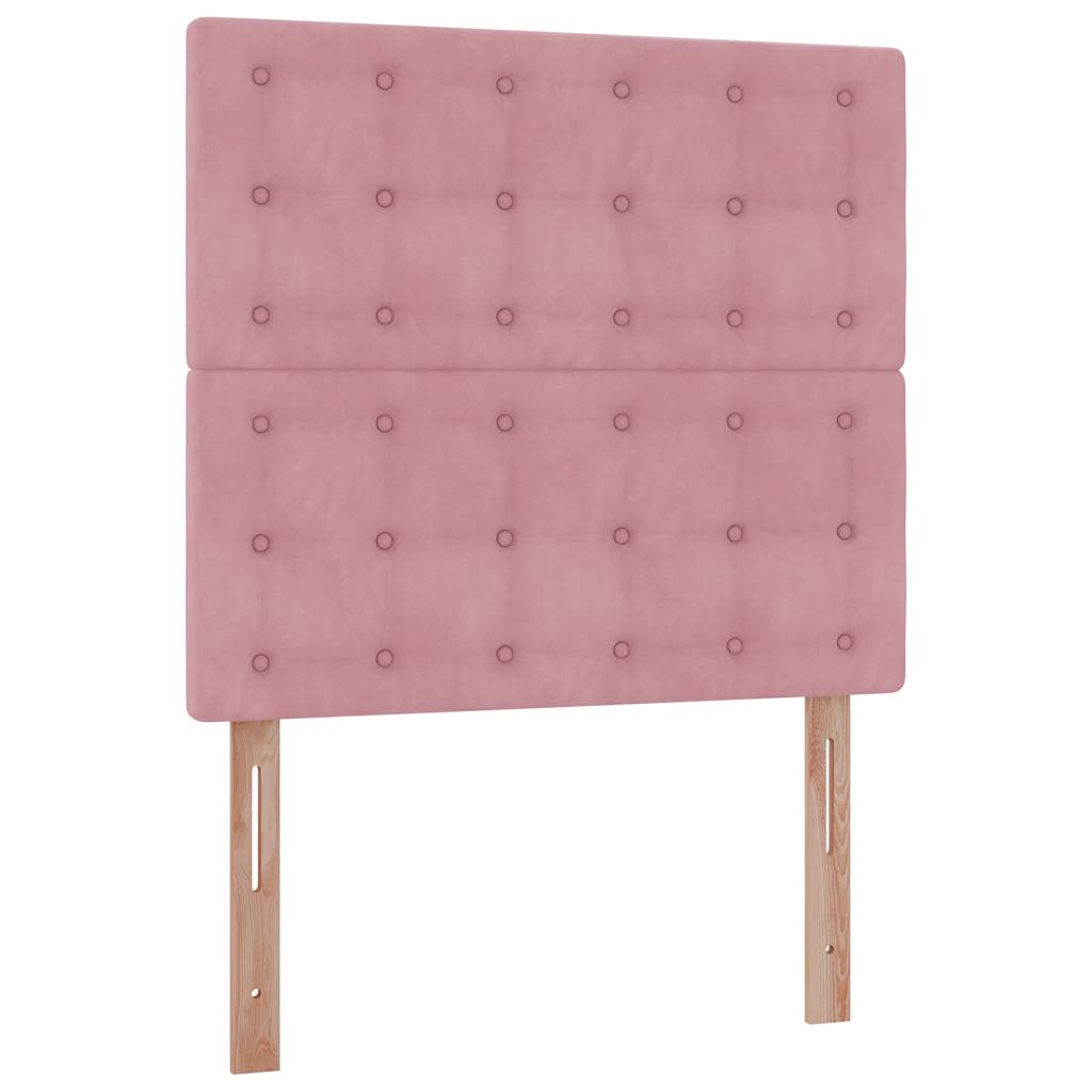 Struttura Letto Pouf con Materassi Rosa 80x200 cm Velluto